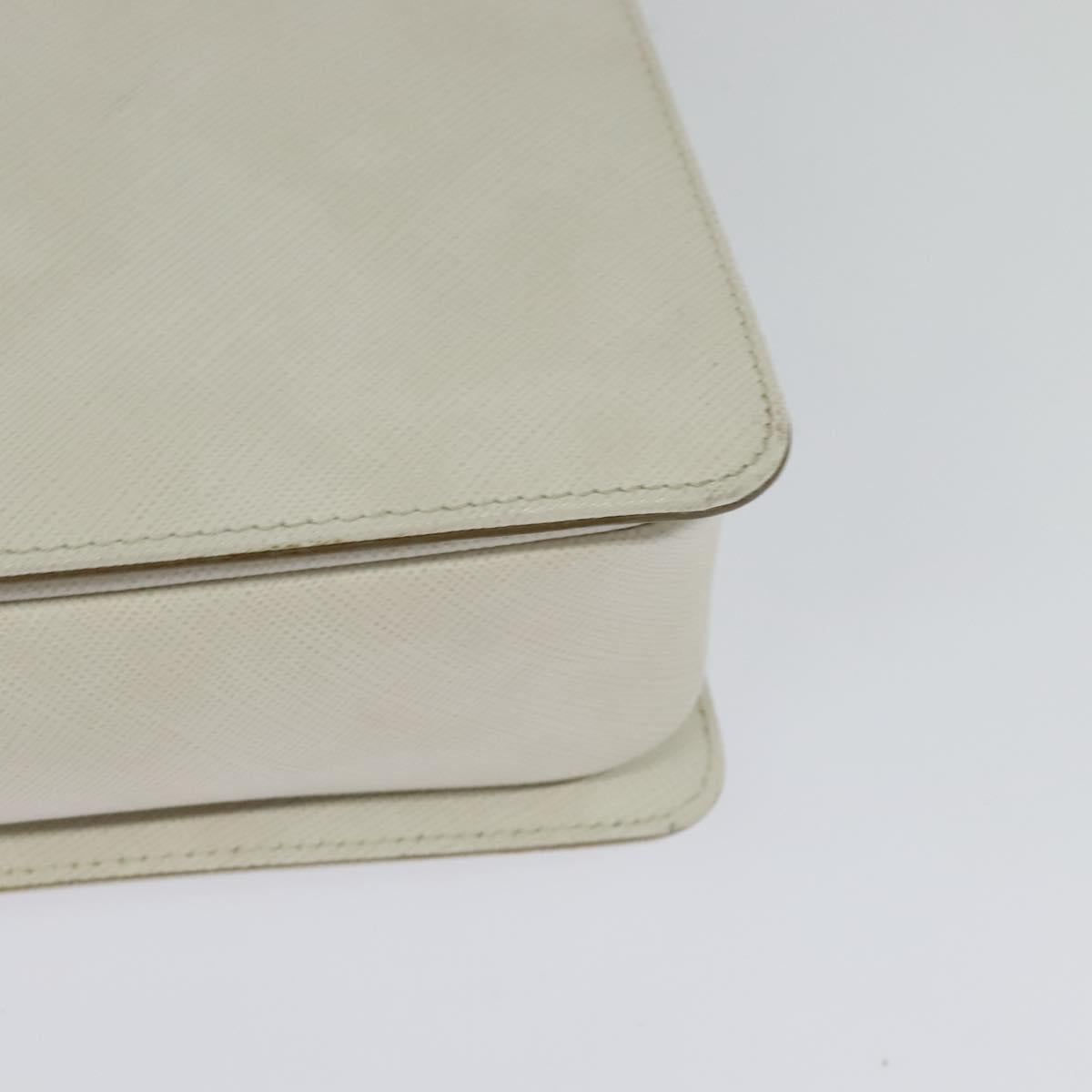 Salvatore Ferragamo Gancini Hand Bag Leather 2way White Silver Auth 117671