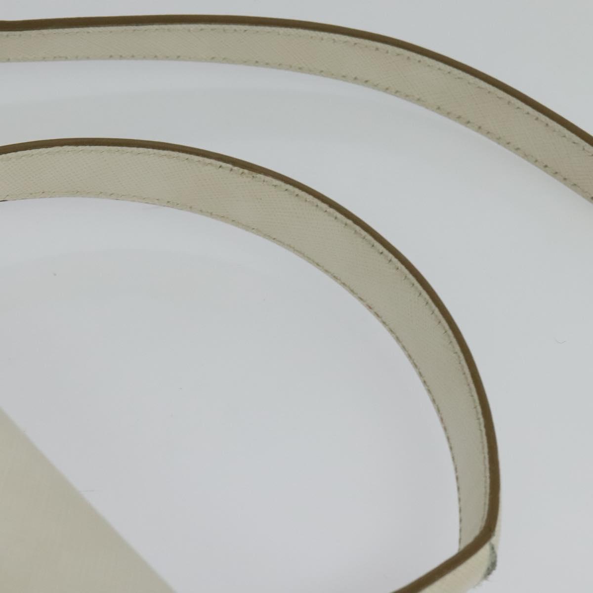 Salvatore Ferragamo Gancini Hand Bag Leather 2way White Silver Auth 117671