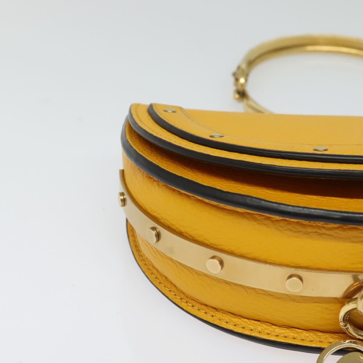 Chloe Nile Minaudière Hand Bag Leather 2way Yellow Gold Auth 117672