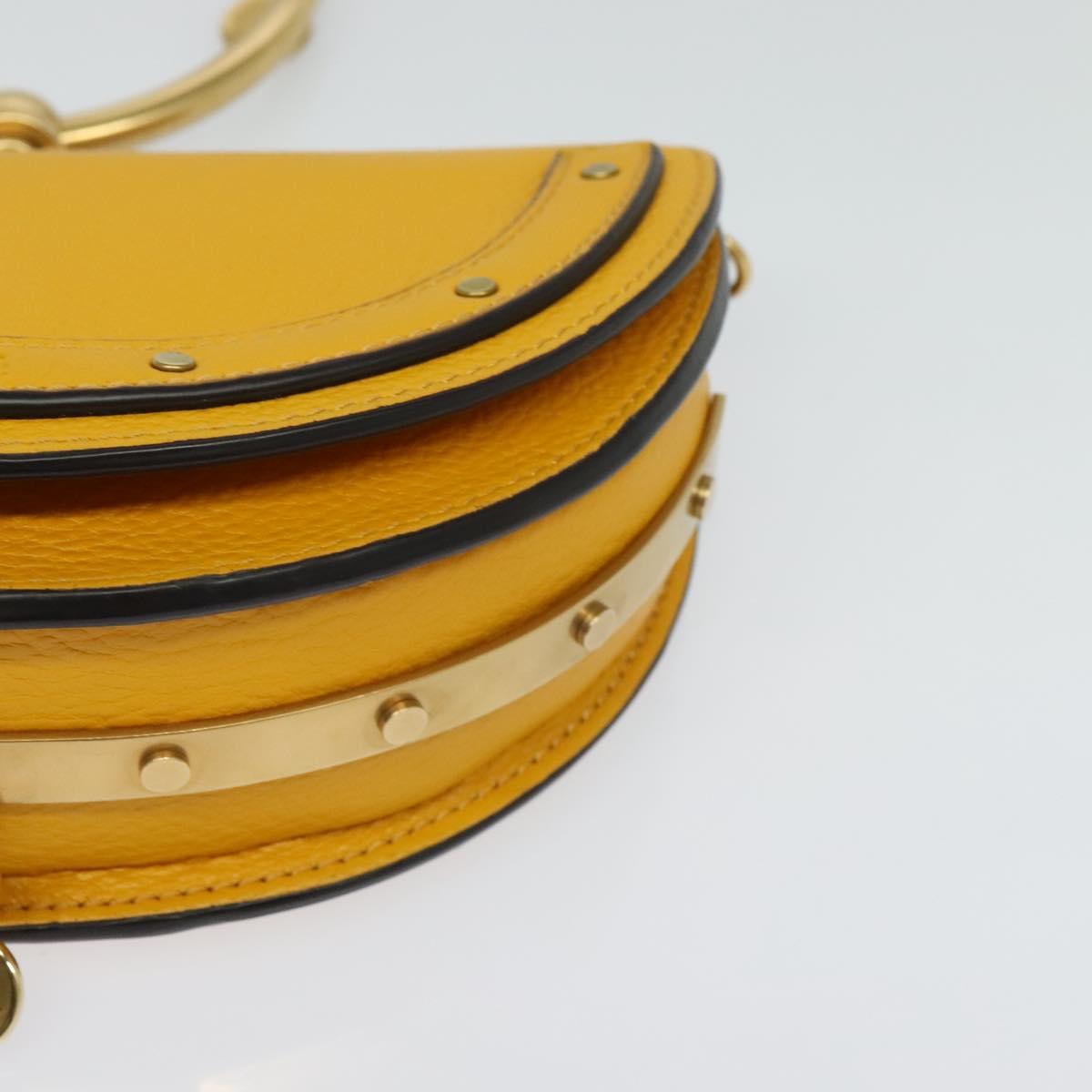 Chloe Nile Minaudière Hand Bag Leather 2way Yellow Gold Auth 117672