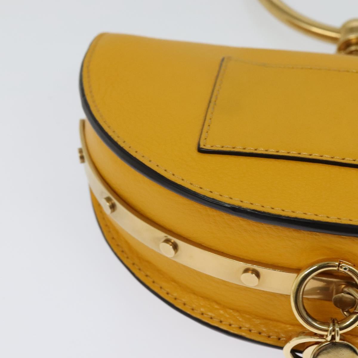 Chloe Nile Minaudière Hand Bag Leather 2way Yellow Gold Auth 117672