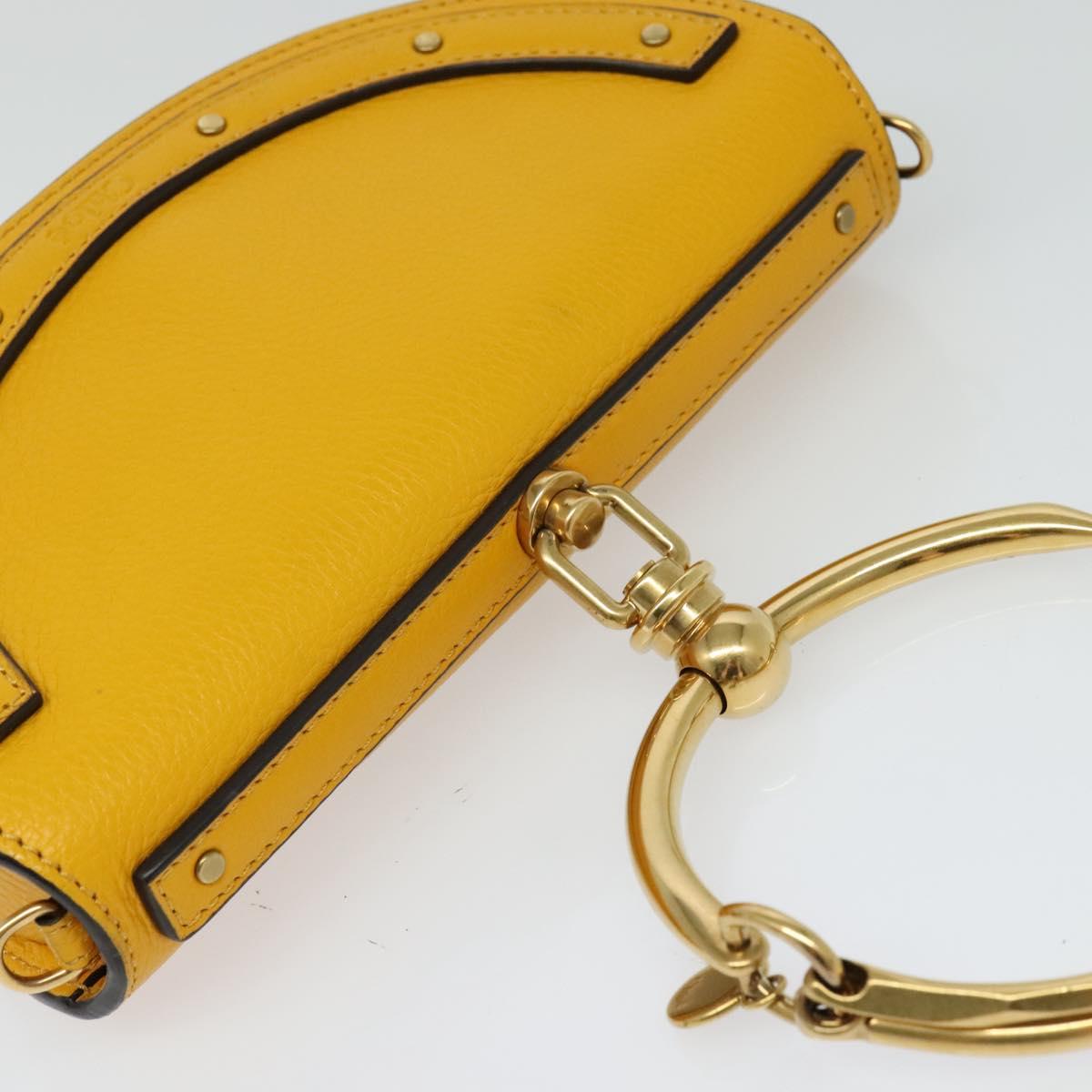 Chloe Nile Minaudière Hand Bag Leather 2way Yellow Gold Auth 117672