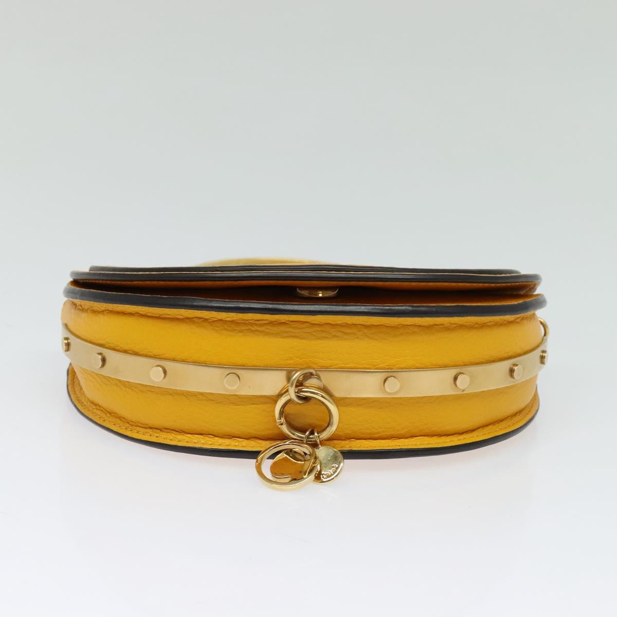 Chloe Nile Minaudière Hand Bag Leather 2way Yellow Gold Auth 117672