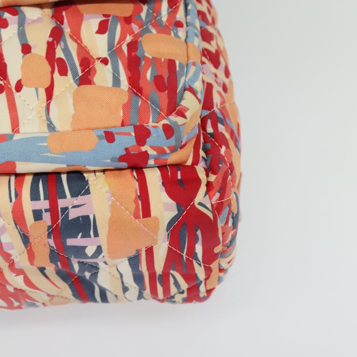 CHANEL Matelasse Backpack Cotton Orange Silver CC Auth 117675