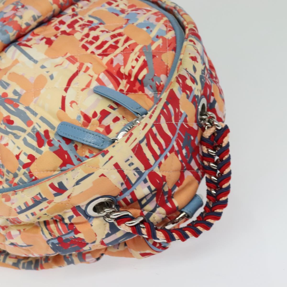 CHANEL Matelasse Backpack Cotton Orange Silver CC Auth 117675