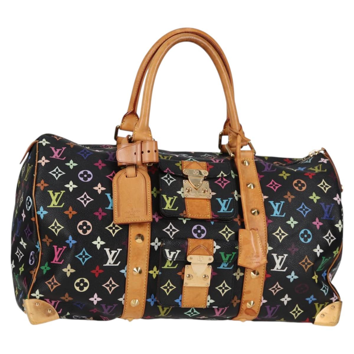LOUIS VUITTON Monogram Multicolor Keepall 45 Bag Black M92640 Auth 117676V