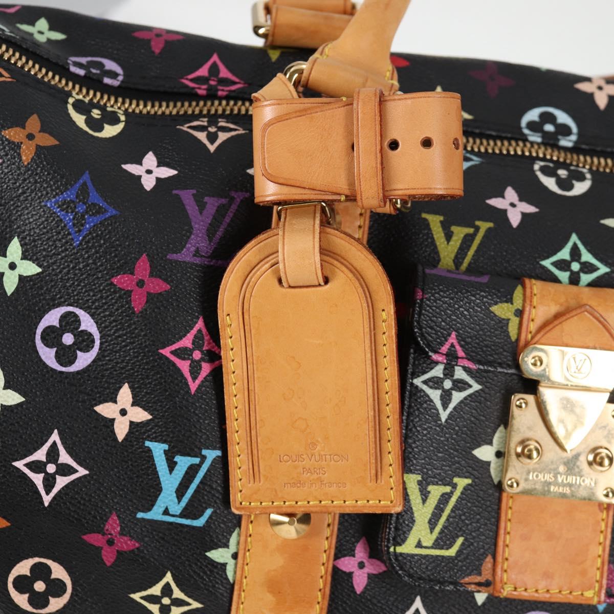 LOUIS VUITTON Monogram Multicolor Keepall 45 Bag Black M92640 Auth 117676V