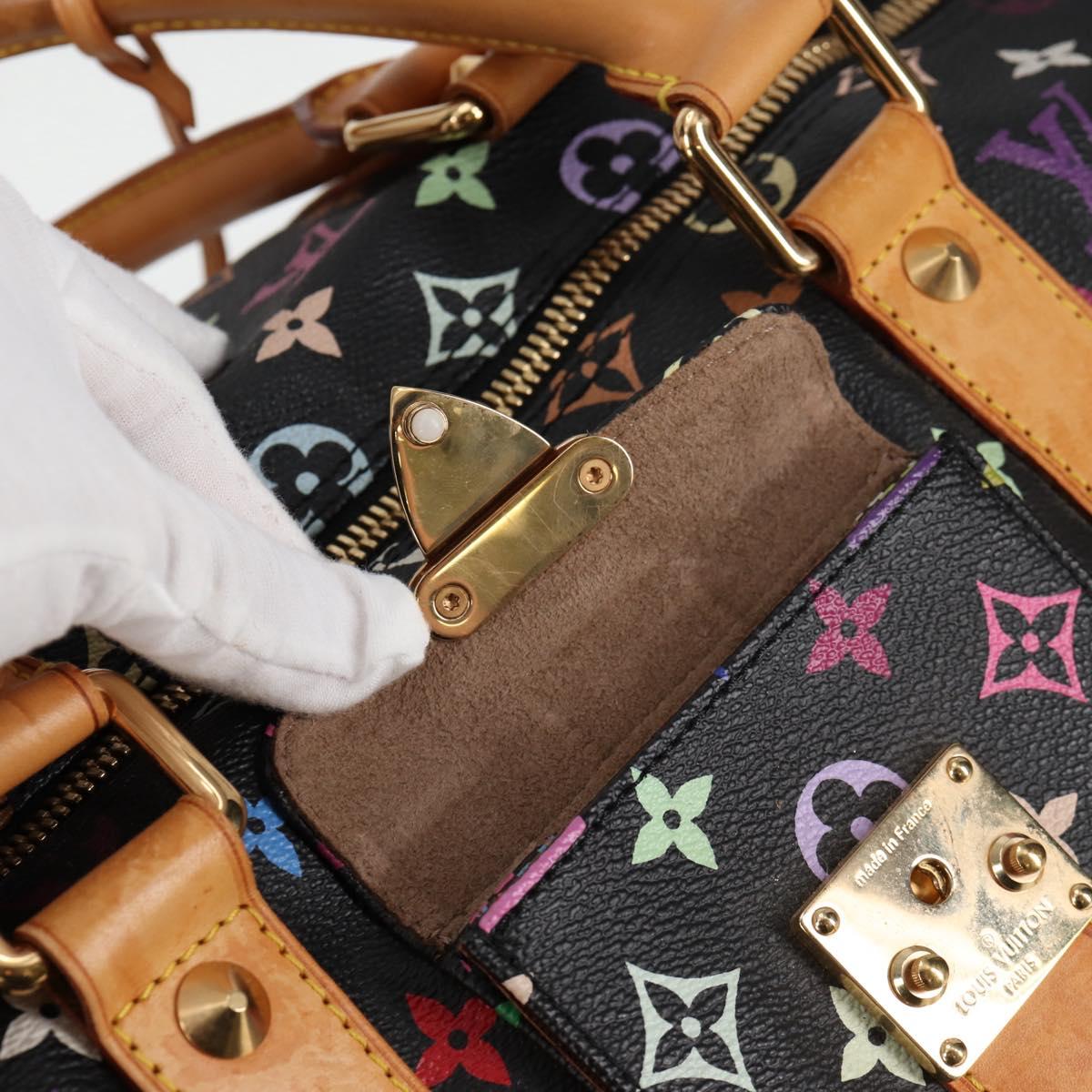 LOUIS VUITTON Monogram Multicolor Keepall 45 Bag Black M92640 Auth 117676V