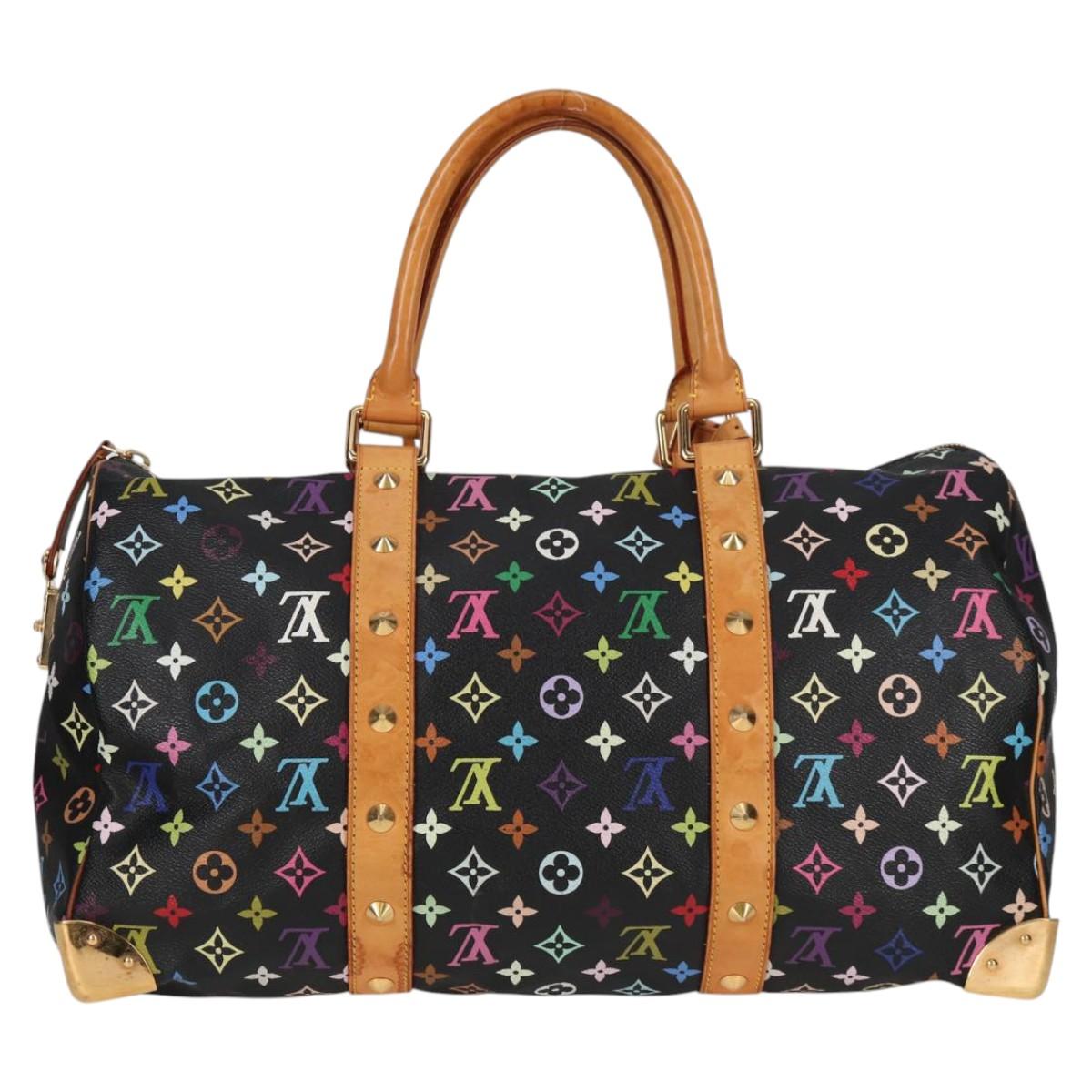 LOUIS VUITTON Monogram Multicolor Keepall 45 Bag Black M92640 Auth 117676V