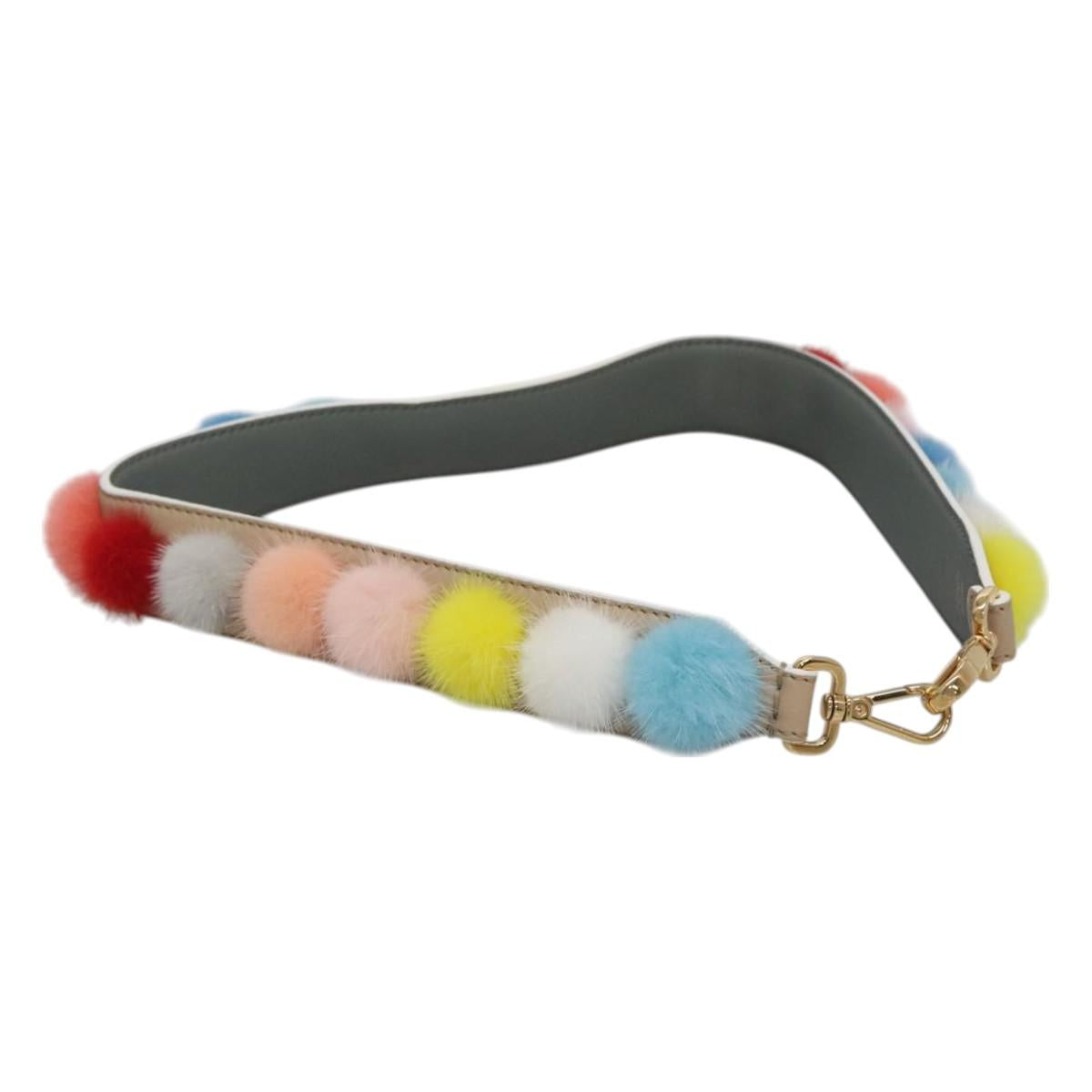 FENDI Shoulder Strap Leather Multicolor Auth 117678