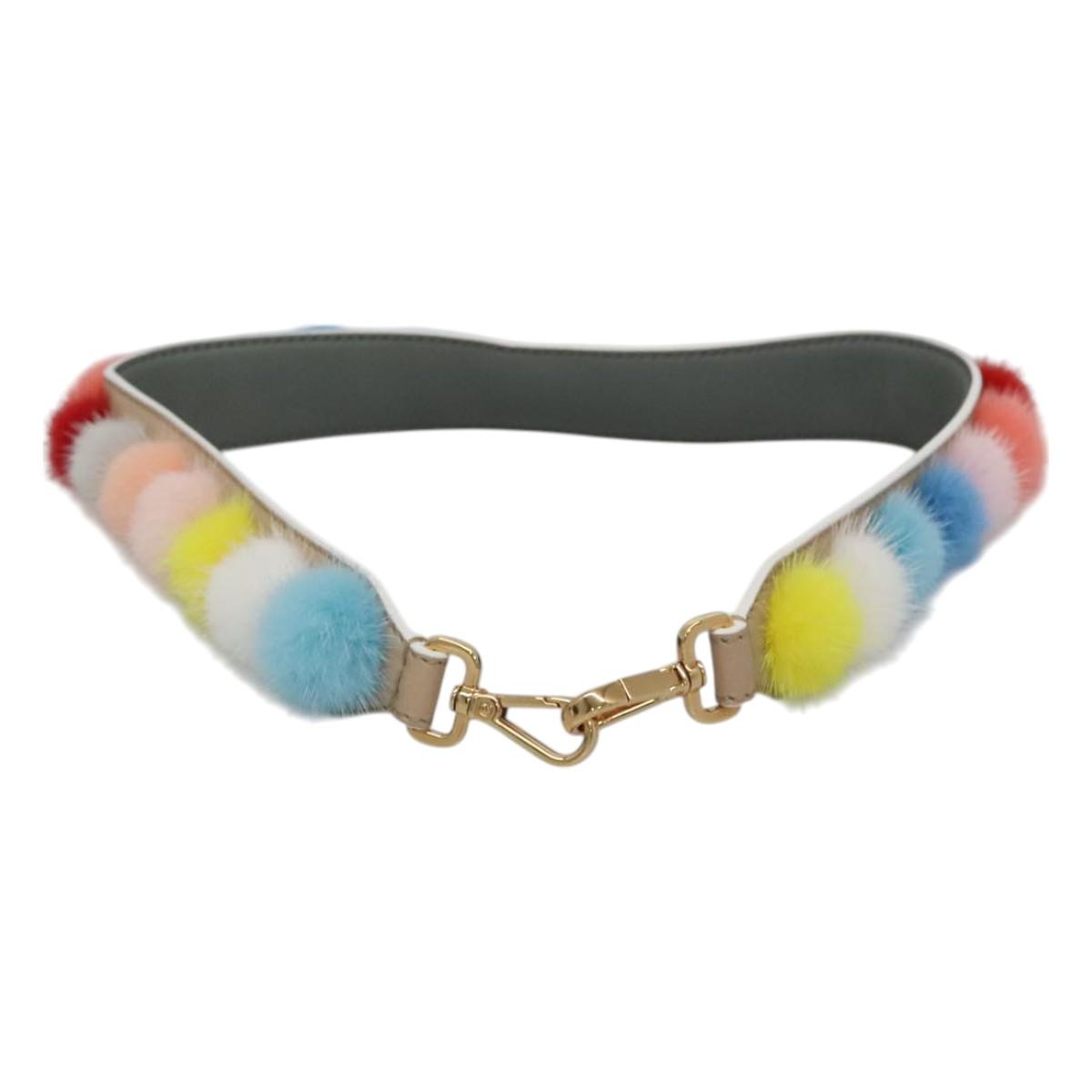 FENDI Shoulder Strap Leather Multicolor Auth 117678