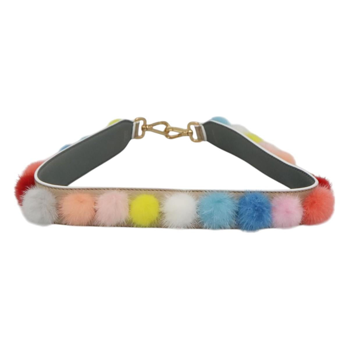 FENDI Shoulder Strap Leather Multicolor Auth 117678