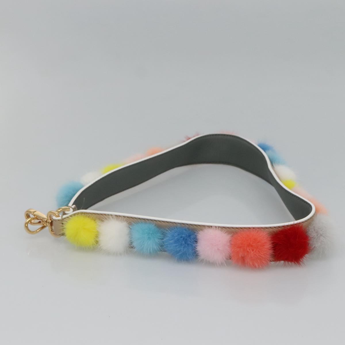 FENDI Shoulder Strap Leather Multicolor Auth 117678