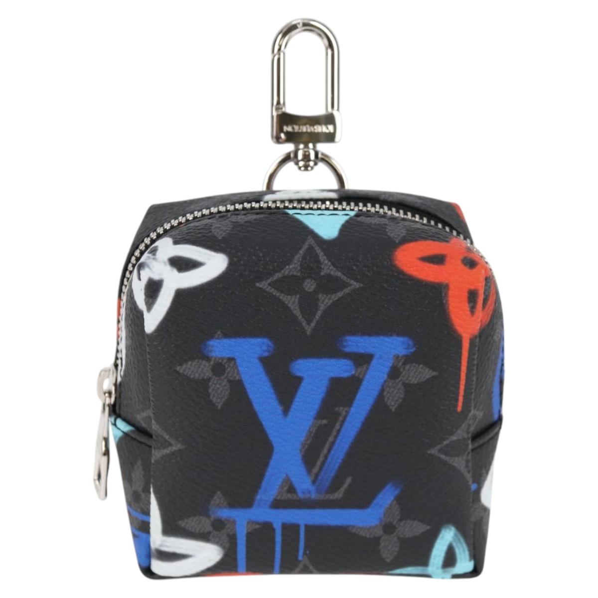 LOUIS VUITTON Eclipse Graffiti Porte Cle Squared Pouch M00969 Auth 117679AM