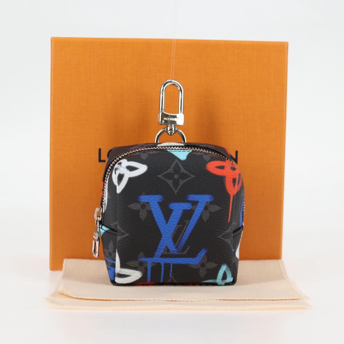 LOUIS VUITTON Eclipse Graffiti Porte Cle Squared Pouch M00969 Auth 117679AM