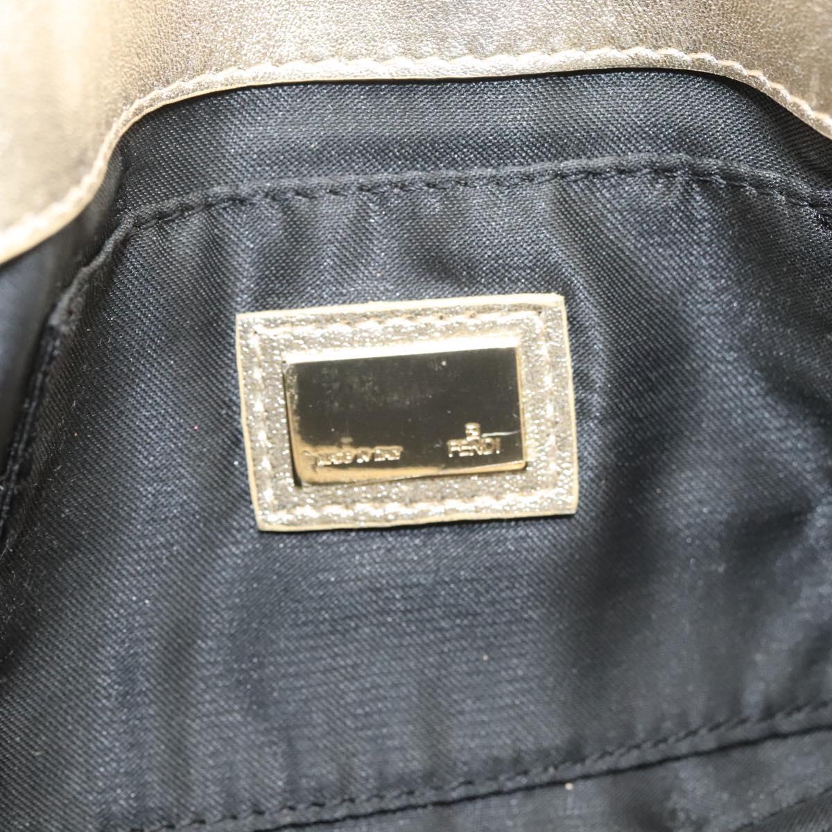 FENDI Zucchino Canvas Shoulder Bag Suede Black Auth 117694
