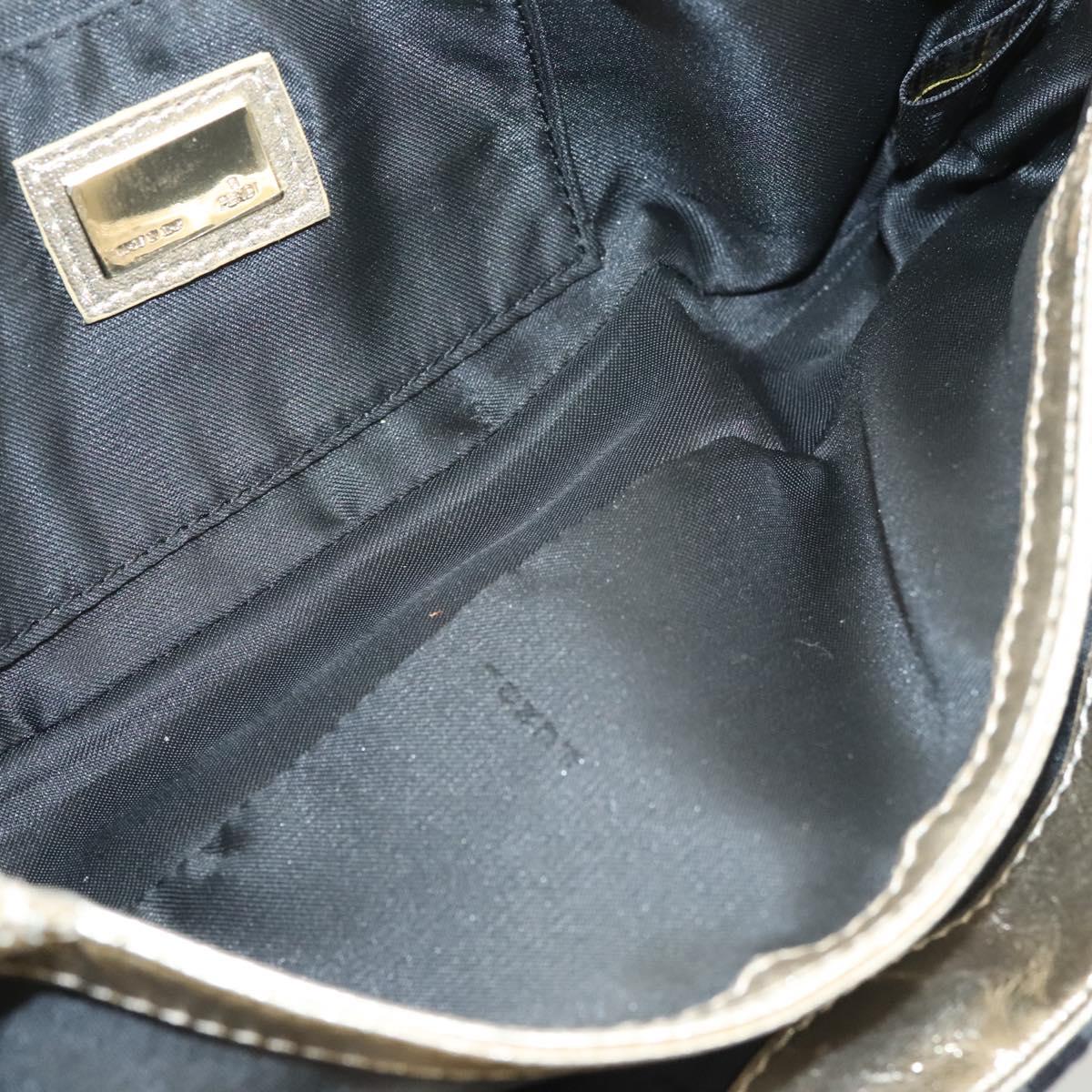 FENDI Zucchino Canvas Shoulder Bag Suede Black Auth 117694