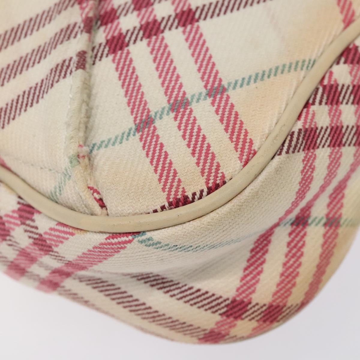 BURBERRY Nova Check Blue Label Waist bag Canvas White Pink Auth 117700