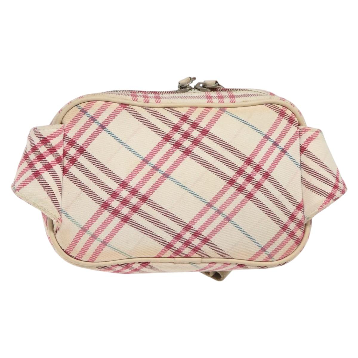 BURBERRY Nova Check Blue Label Waist bag Canvas White Pink Auth 117700