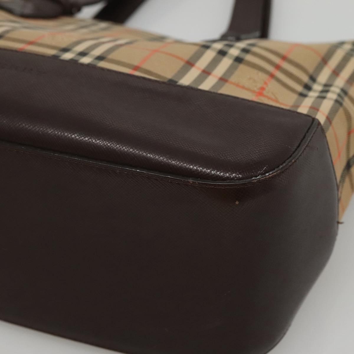BURBERRY Nova Check Hand Bag Canvas Beige Brown Auth 117714