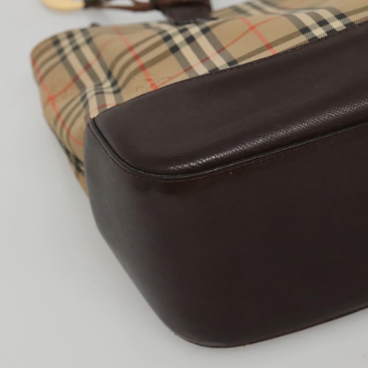 BURBERRY Nova Check Hand Bag Canvas Beige Brown Auth 117714