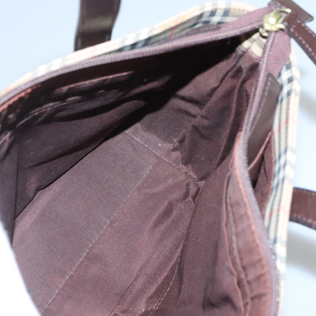BURBERRY Nova Check Hand Bag Canvas Beige Brown Auth 117714