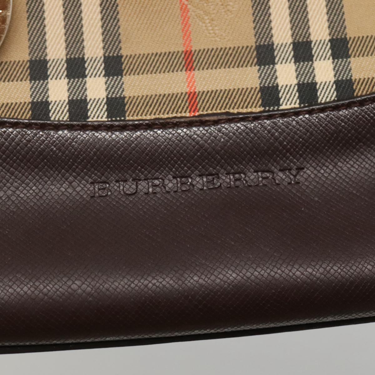 BURBERRY Nova Check Hand Bag Canvas Beige Brown Auth 117714