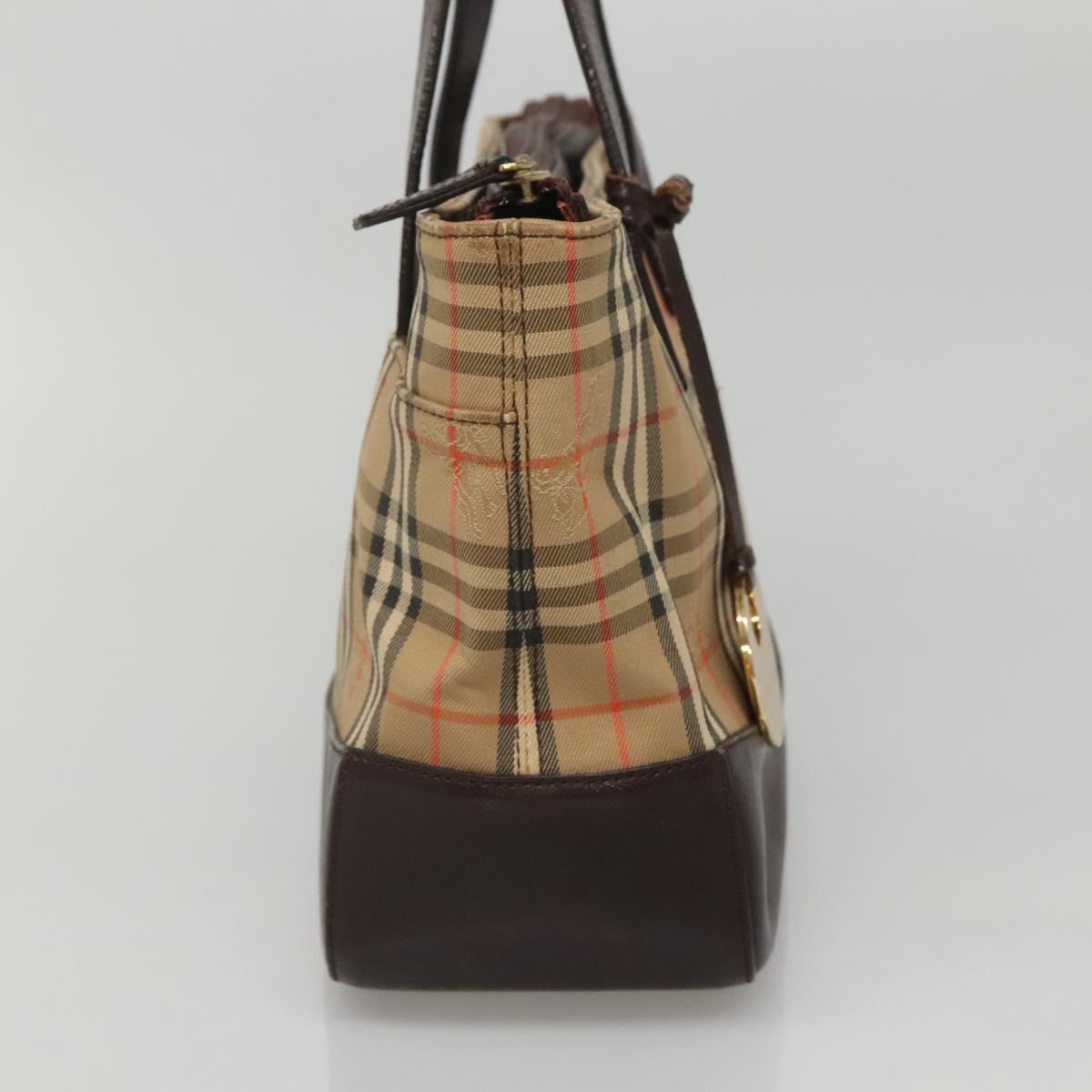 BURBERRY Nova Check Hand Bag Canvas Beige Brown Auth 117714