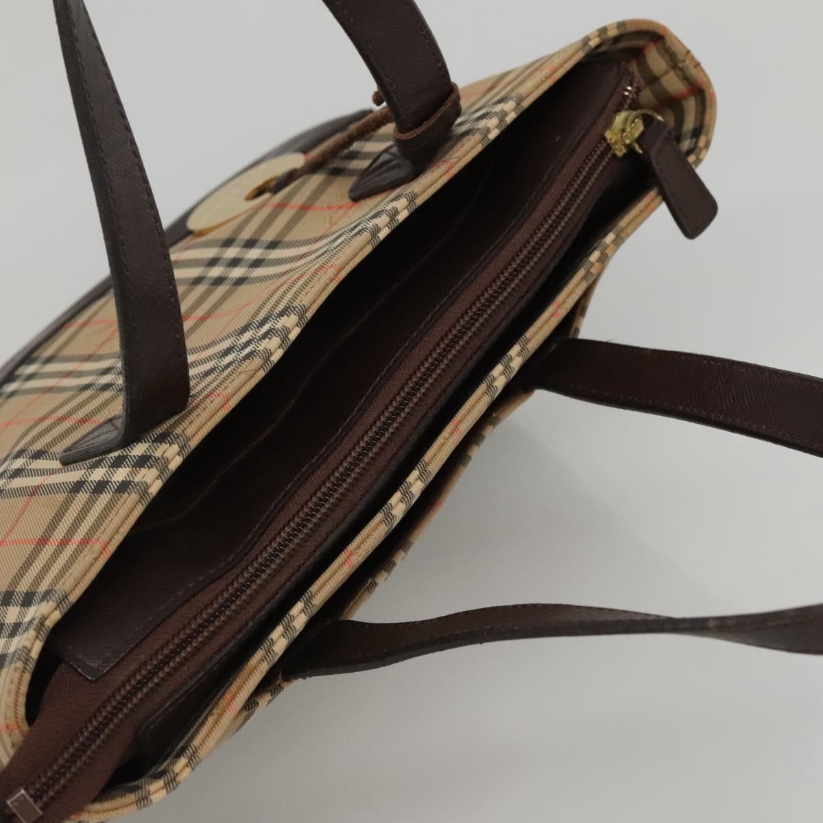 BURBERRY Nova Check Hand Bag Canvas Beige Brown Auth 117714