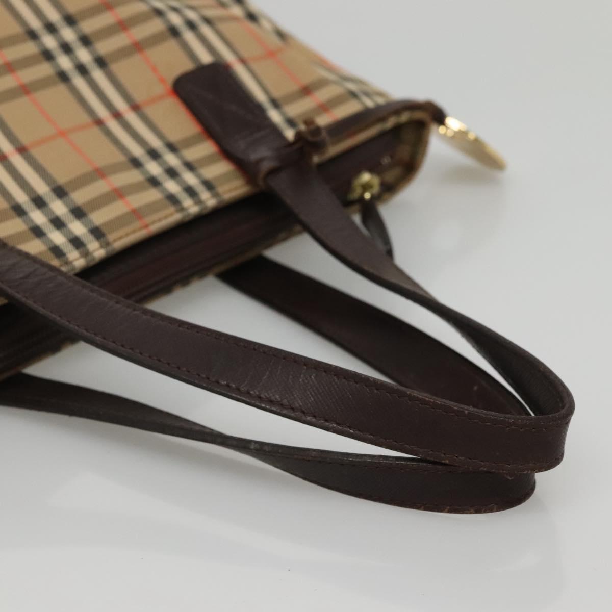 BURBERRY Nova Check Hand Bag Canvas Beige Brown Auth 117714