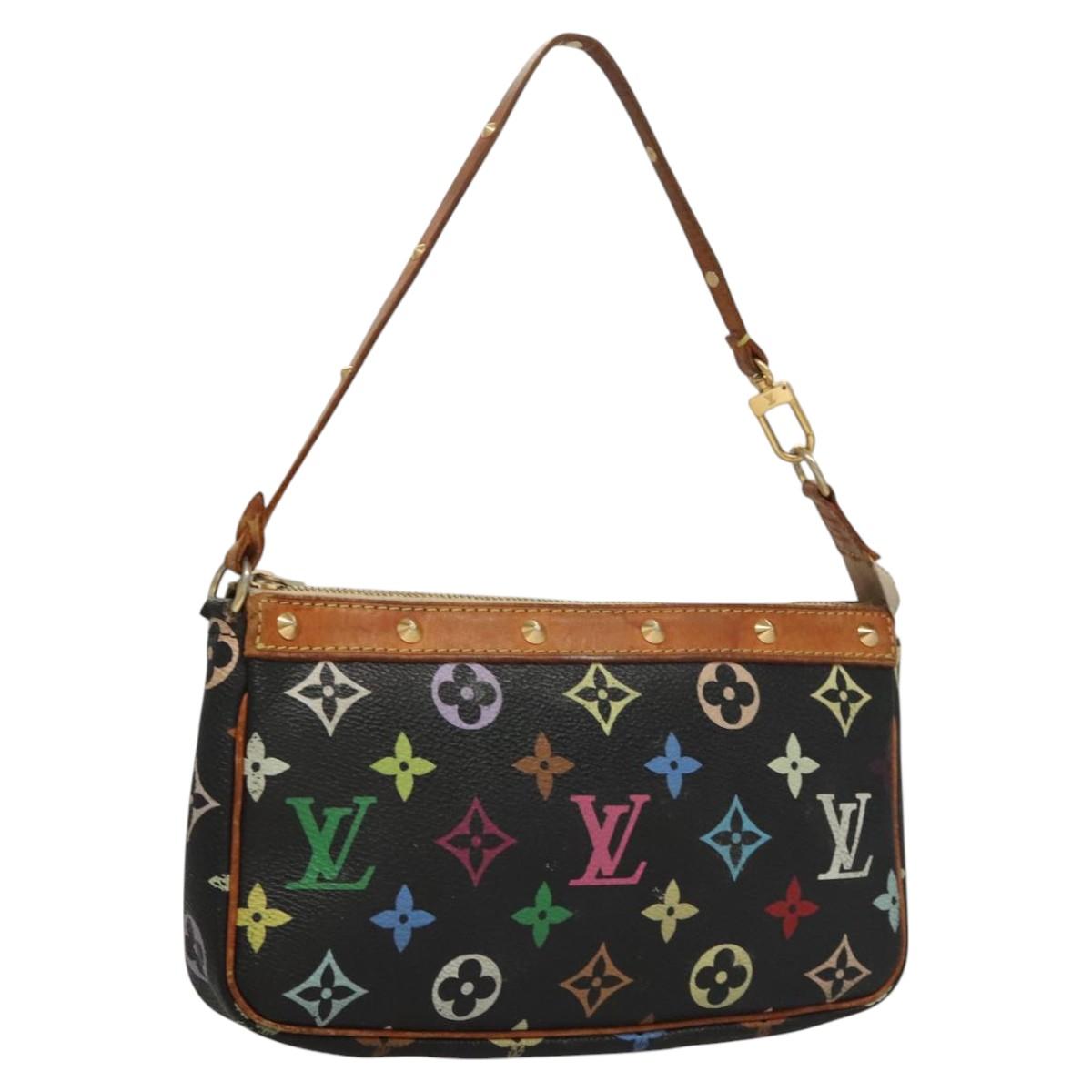 LOUIS VUITTON Monogram Multicolor Pochette Accessoires Black M92648 Auth 117716