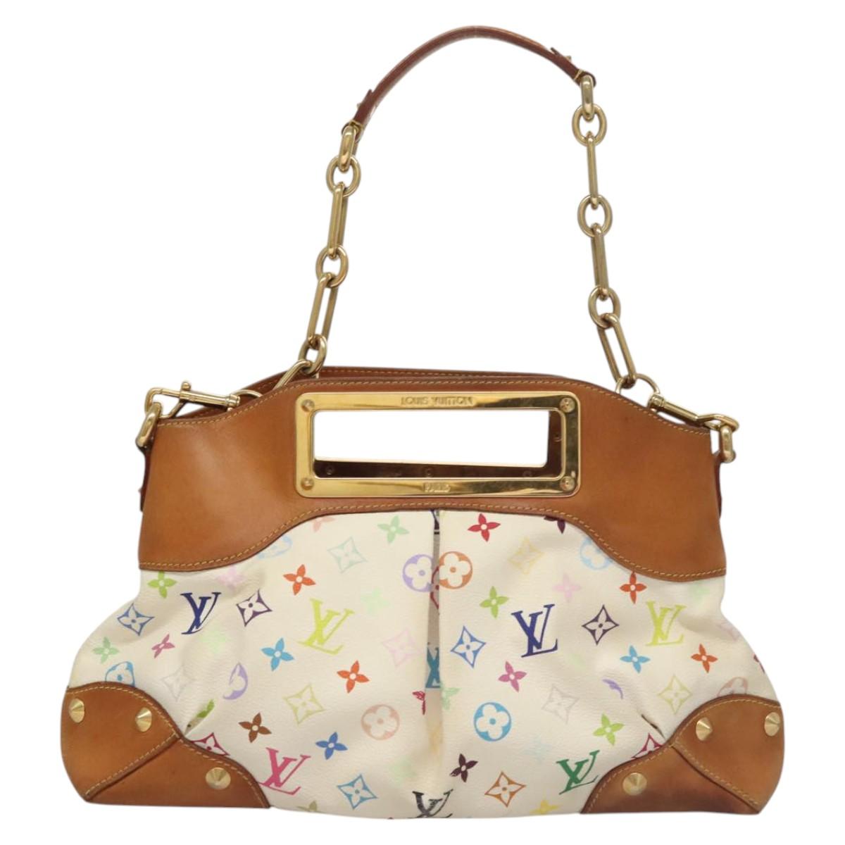 LOUIS VUITTON Monogram Multicolor Judy MM Hand Bag 2Way White M40255 Auth 117752
