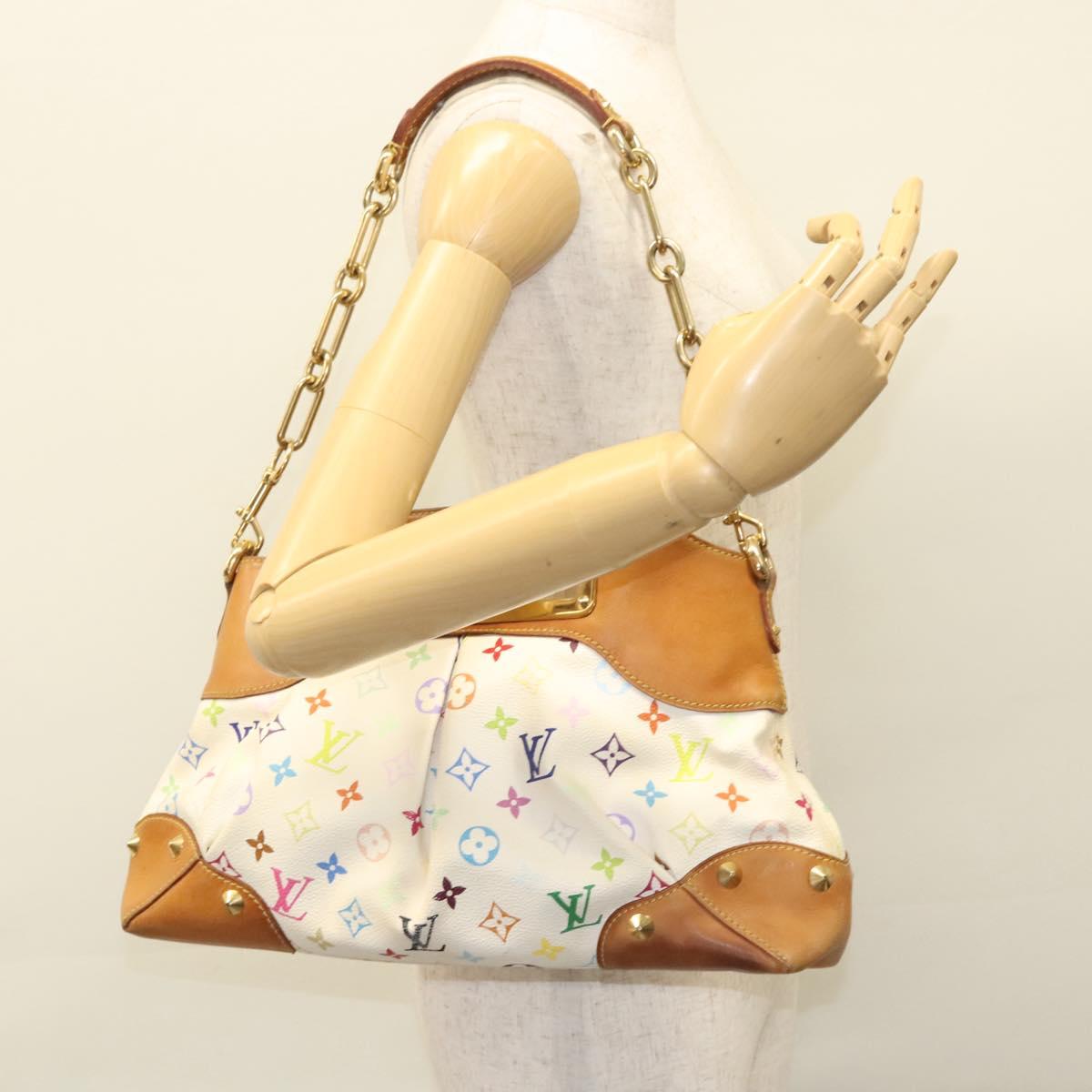 LOUIS VUITTON Monogram Multicolor Judy MM Hand Bag 2Way White M40255 Auth 117752