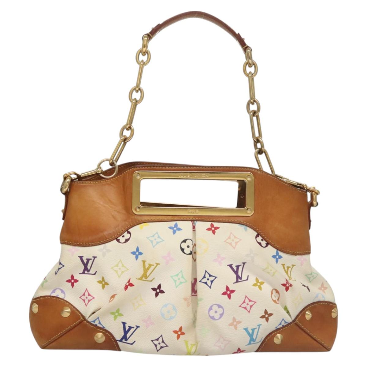 LOUIS VUITTON Monogram Multicolor Judy MM Hand Bag 2Way White M40255 Auth 117752