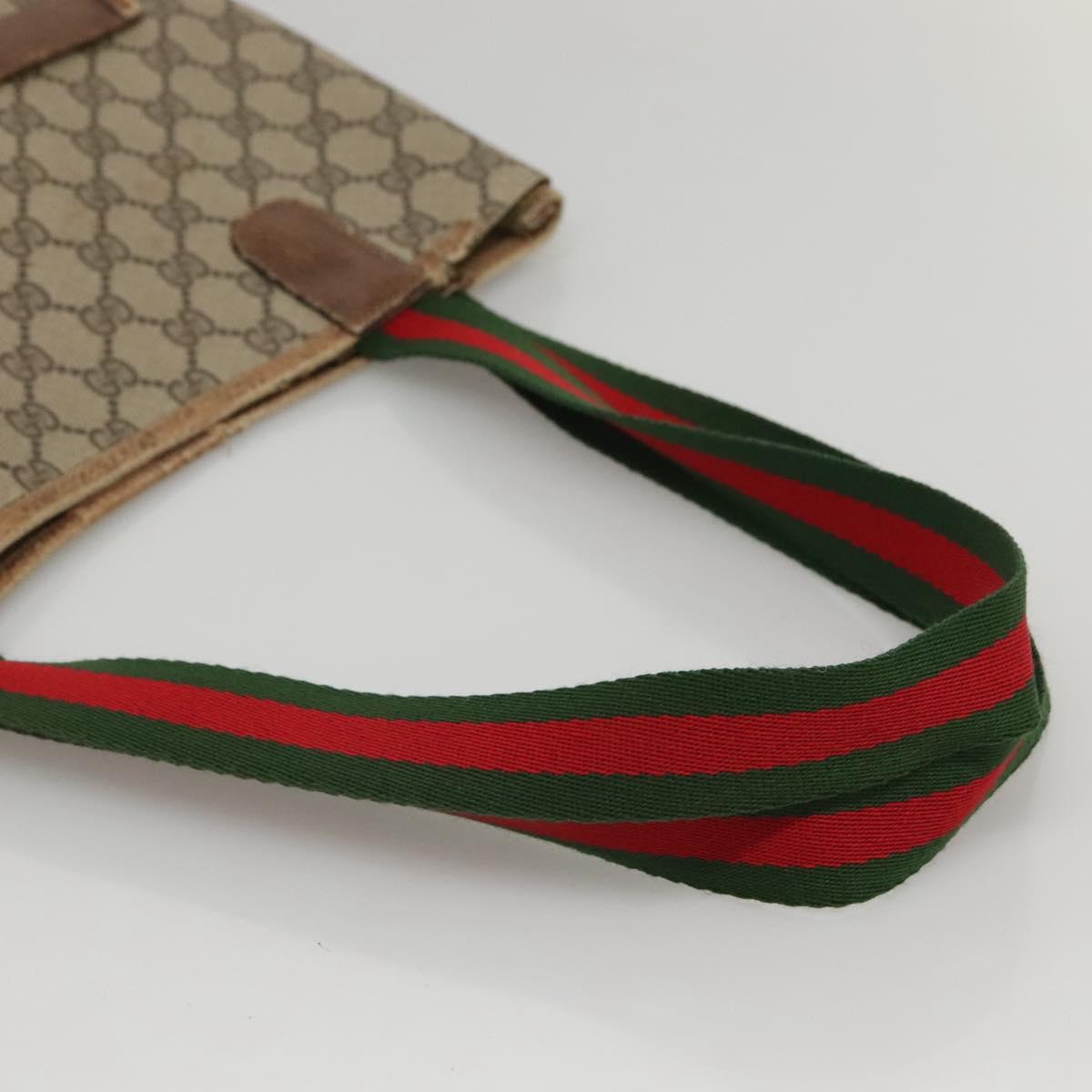 GUCCI GG Supreme Web Sherry Line Tote Bag PVC Beige Green Red Auth 117760