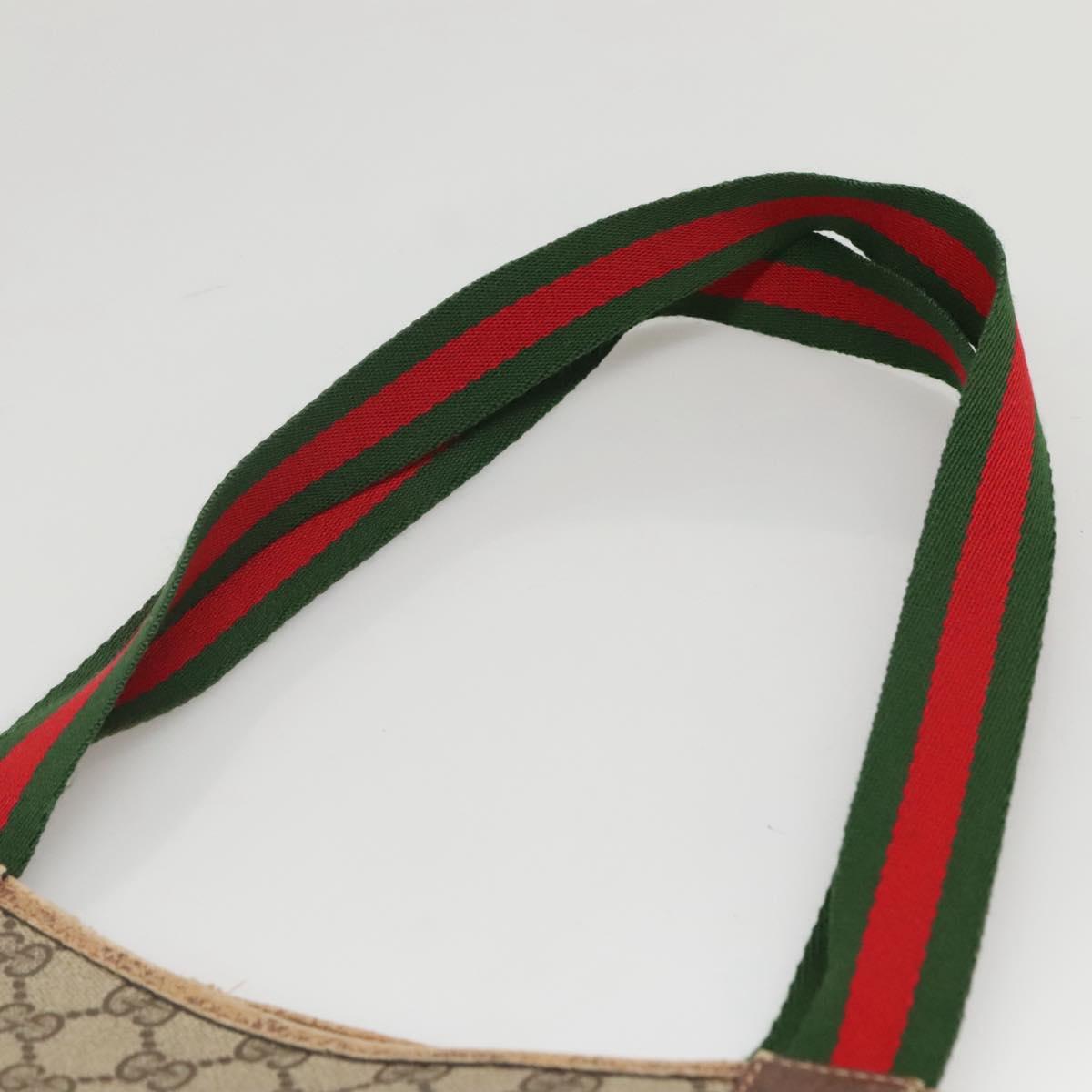 GUCCI GG Supreme Web Sherry Line Tote Bag PVC Beige Green Red Auth 117760