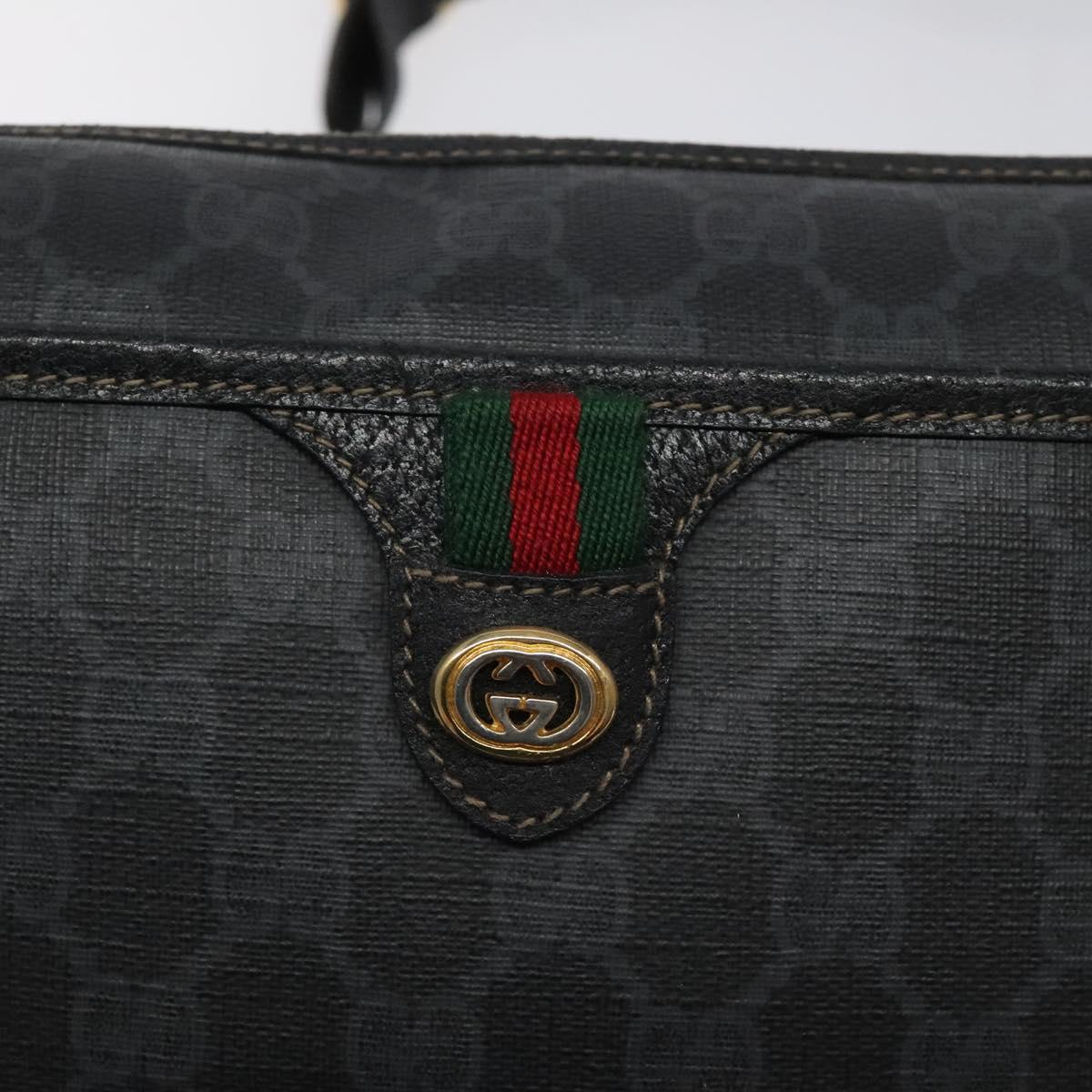 GUCCI GG Supreme Web Sherry Line Shoulder Bag PVC Black 89 02 077 Auth 117764