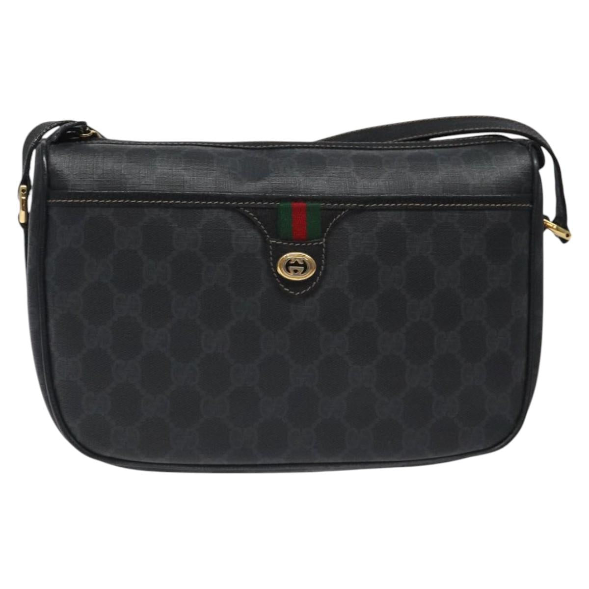 GUCCI GG Supreme Web Sherry Line Shoulder Bag PVC Black 89 02 077 Auth 117764