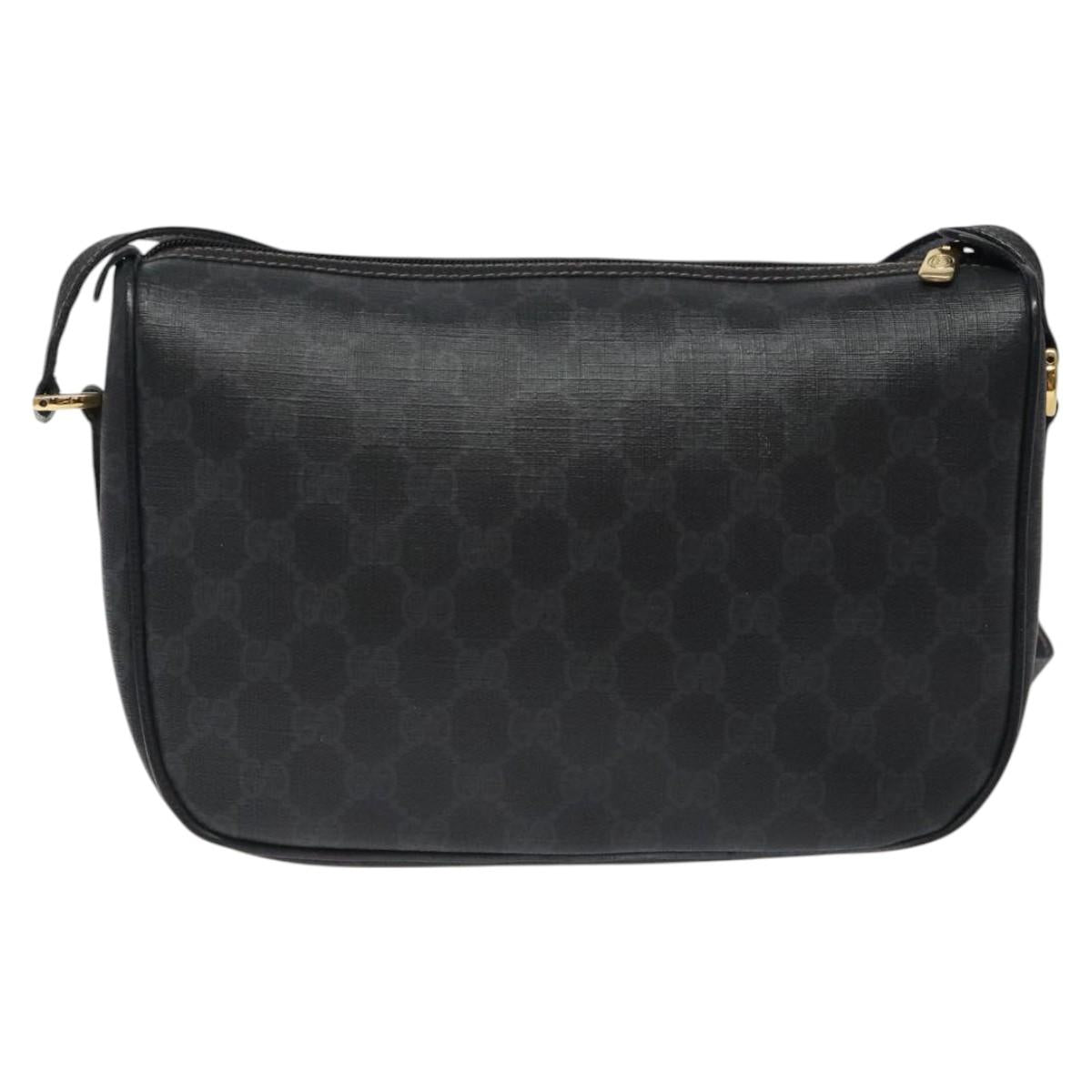 GUCCI GG Supreme Web Sherry Line Shoulder Bag PVC Black 89 02 077 Auth 117764