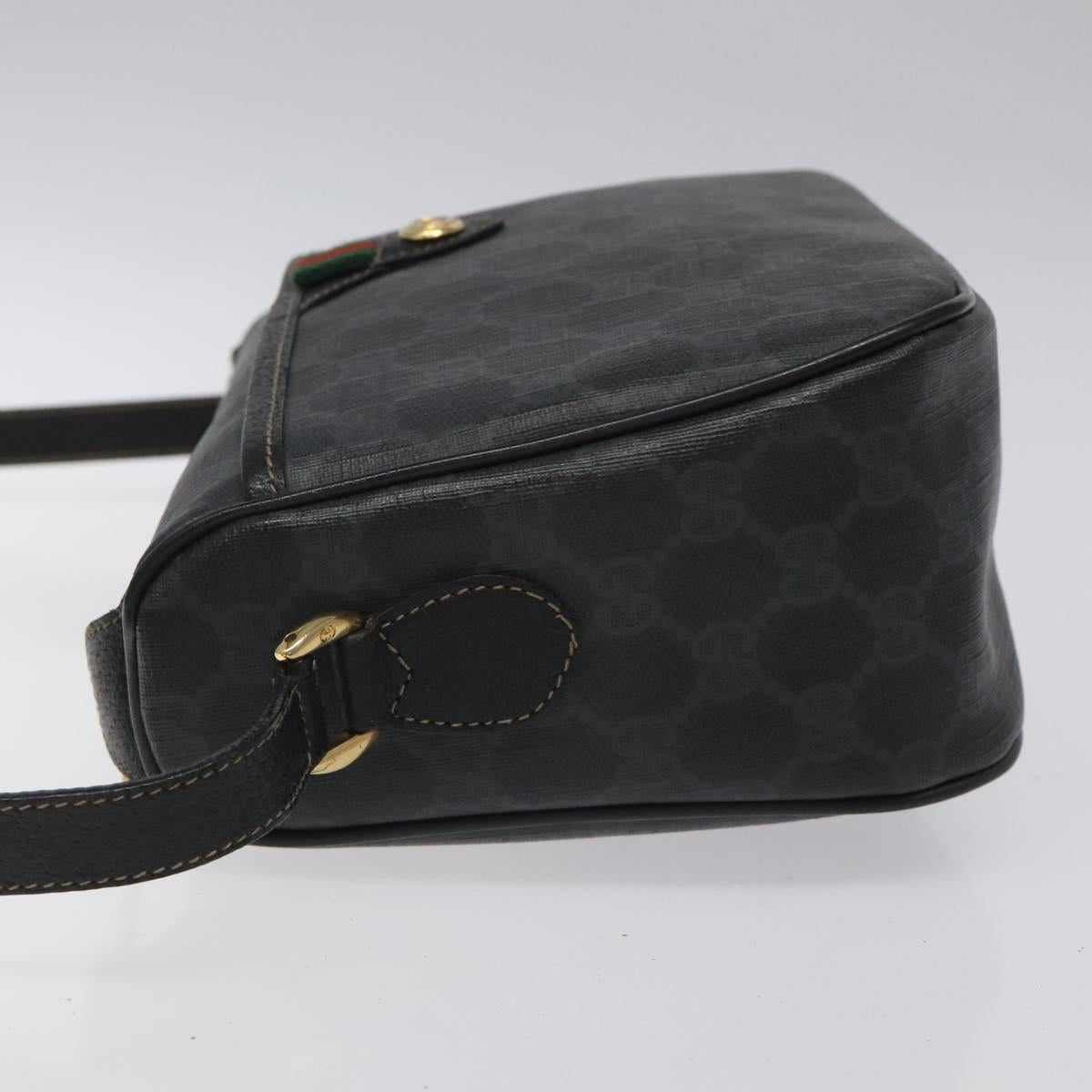 GUCCI GG Supreme Web Sherry Line Shoulder Bag PVC Black 89 02 077 Auth 117764