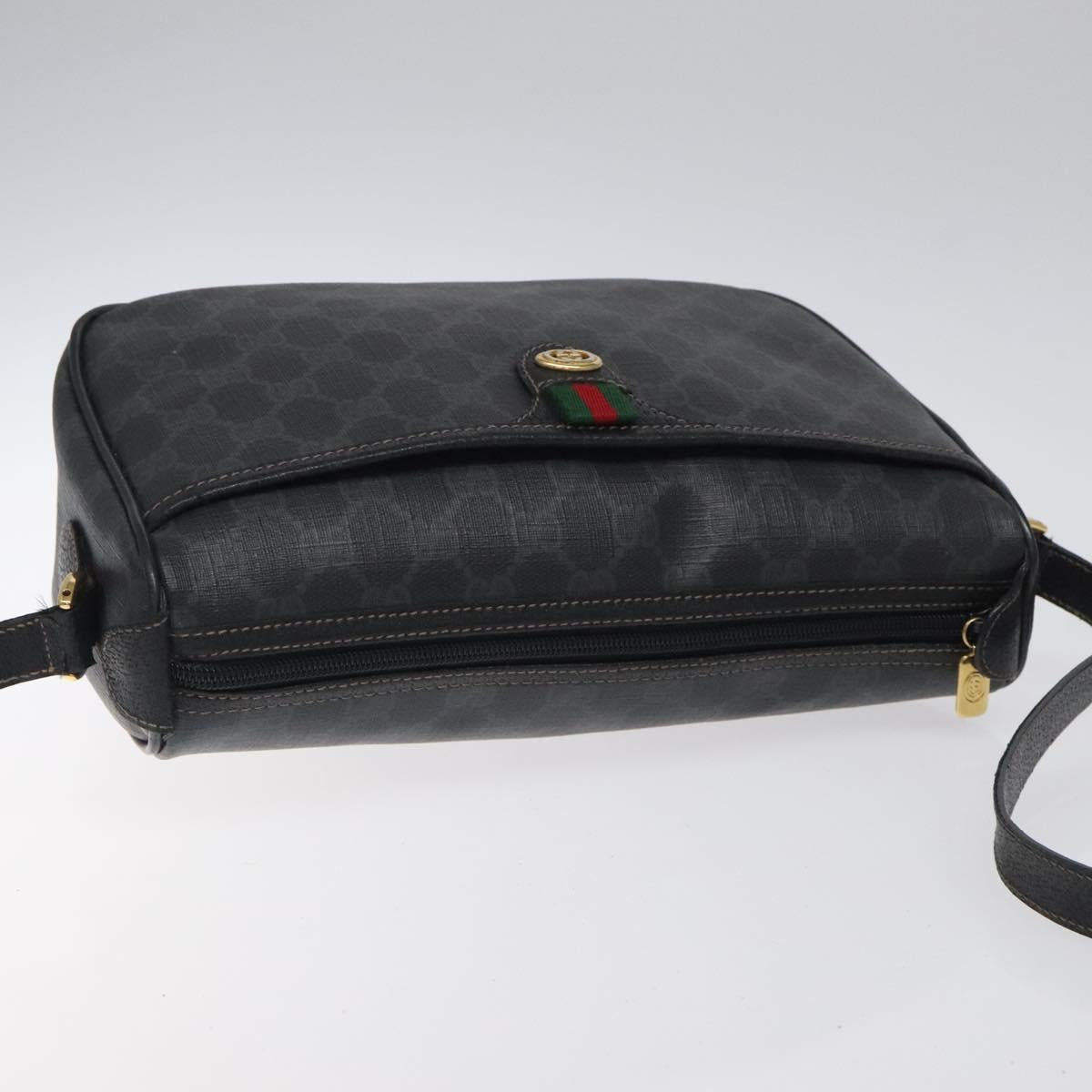 GUCCI GG Supreme Web Sherry Line Shoulder Bag PVC Black 89 02 077 Auth 117764