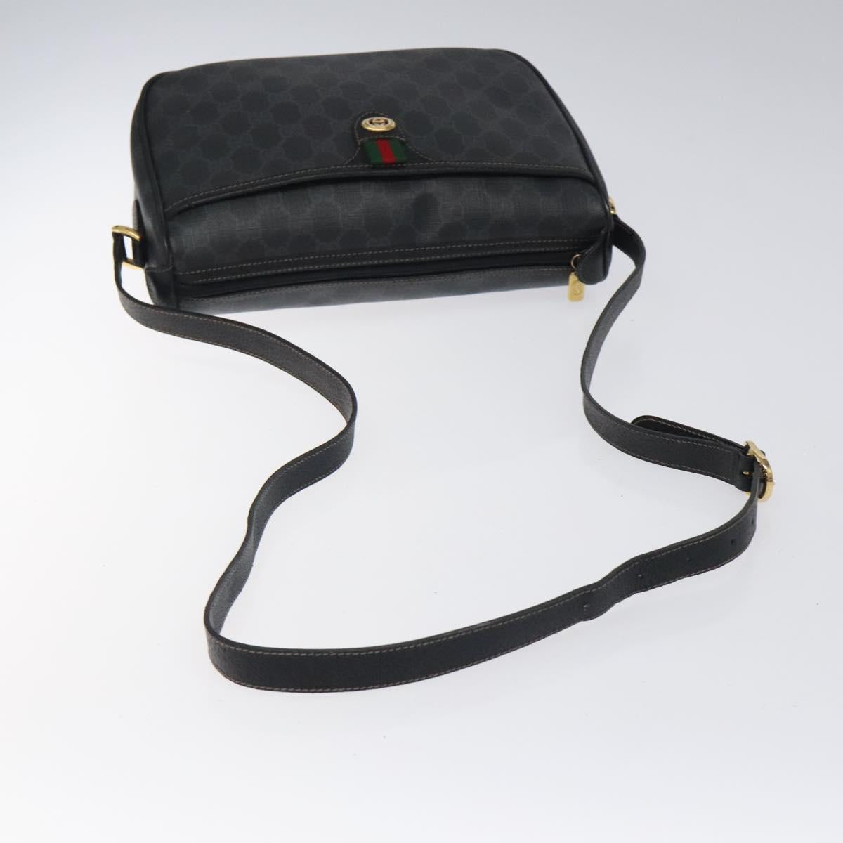 GUCCI GG Supreme Web Sherry Line Shoulder Bag PVC Black 89 02 077 Auth 117764