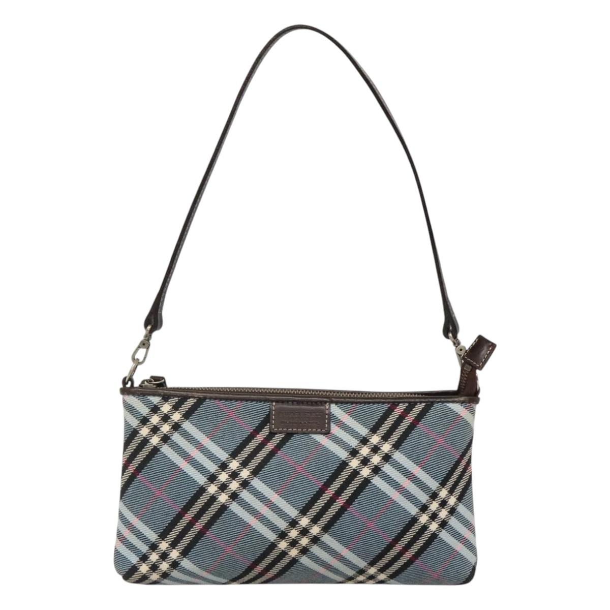 BURBERRY Nova Check Blue Label Shoulder Bag Canvas 2way Blue Auth 117772