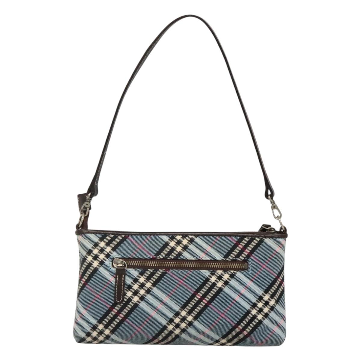 BURBERRY Nova Check Blue Label Shoulder Bag Canvas 2way Blue Auth 117772