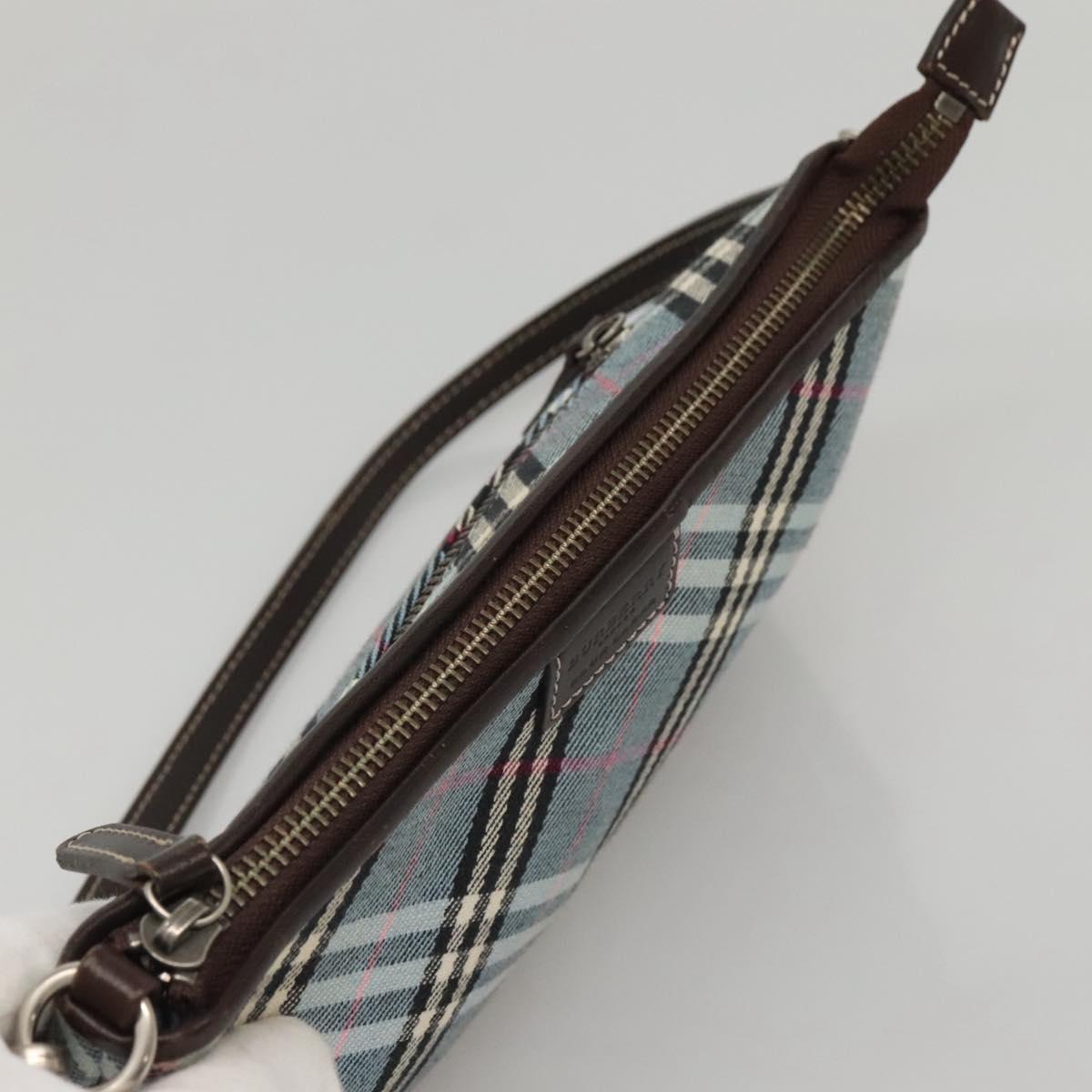 BURBERRY Nova Check Blue Label Shoulder Bag Canvas 2way Blue Auth 117772