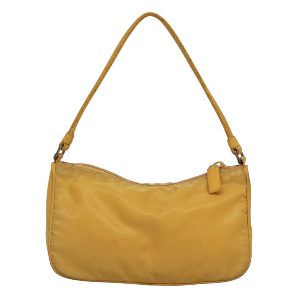 PRADA Accessory Pouch Nylon Yellow Auth 117775