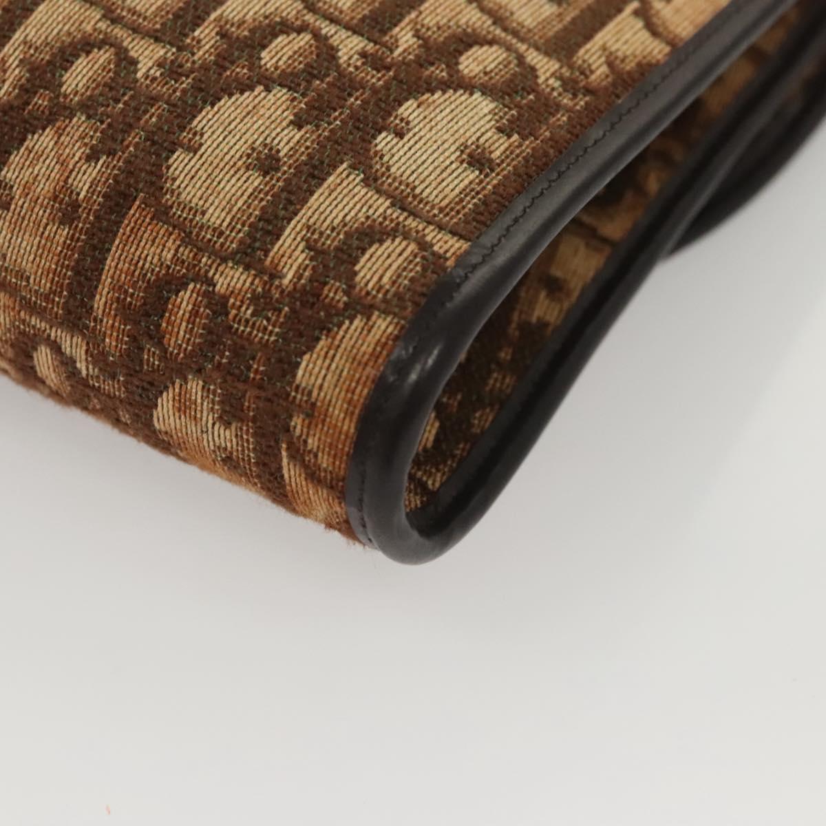 Christian Dior Trotter Canvas Chain Shoulder Bag Brown Gold Auth 117785