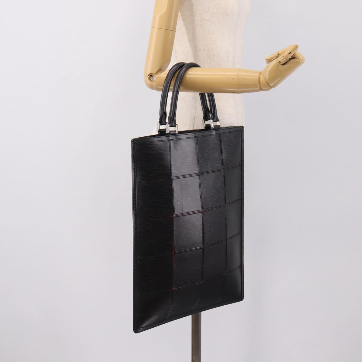 LOUIS VUITTON Epi Stretch Silver Fizz Hand Bag Black M54622 LV Auth 117803