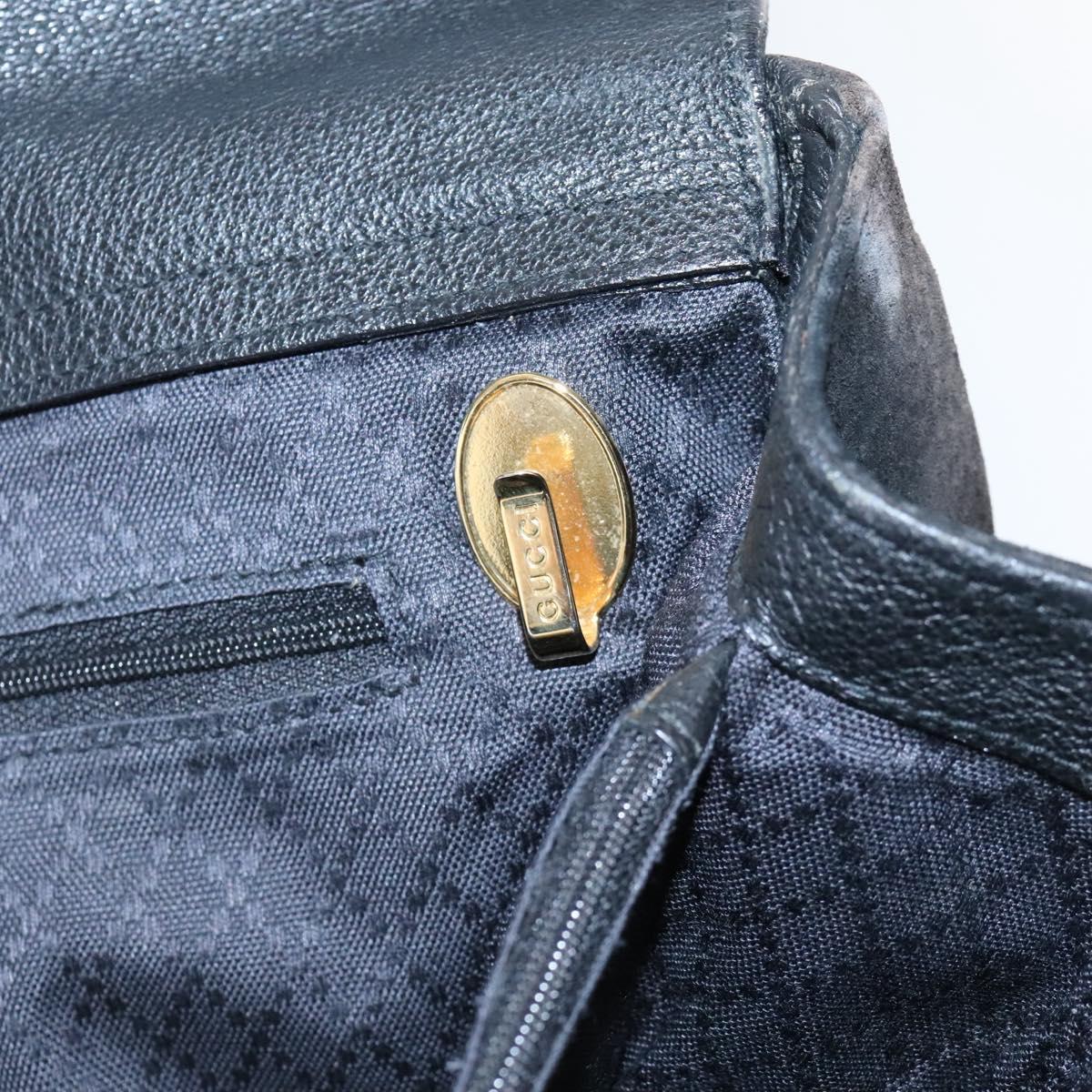 GUCCI Bamboo Hand Bag Suede 2way Black Gold 002 123 0322 Auth 117824