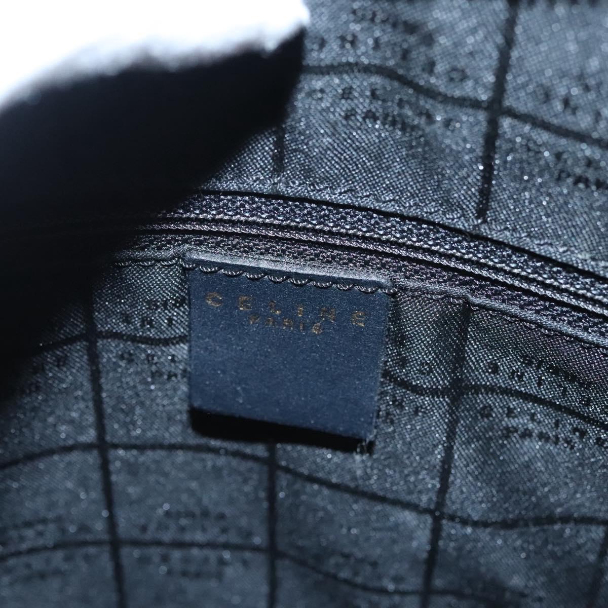 CELINE Hand Bag Leather Navy Gold Auth 117832